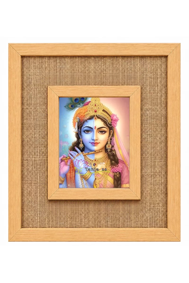 Radha Krishna Laminated Jute Wall Photo Frame, 14 X 16 Inch (F174808)