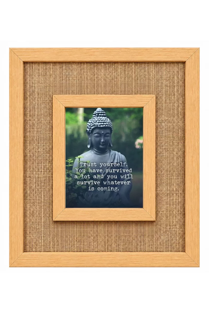Buddha Laminated Jute Wall Photo Frame, 14 X 16 Inch (F174812)