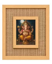 Lord Ganesha Laminated Jute Wall Photo Frame, 14 X 16 Inch (F174817)