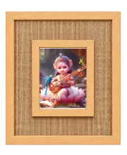 Goddess Saraswati Laminated Jute Wall Photo Frame, 14 X 16 Inch (F174819)