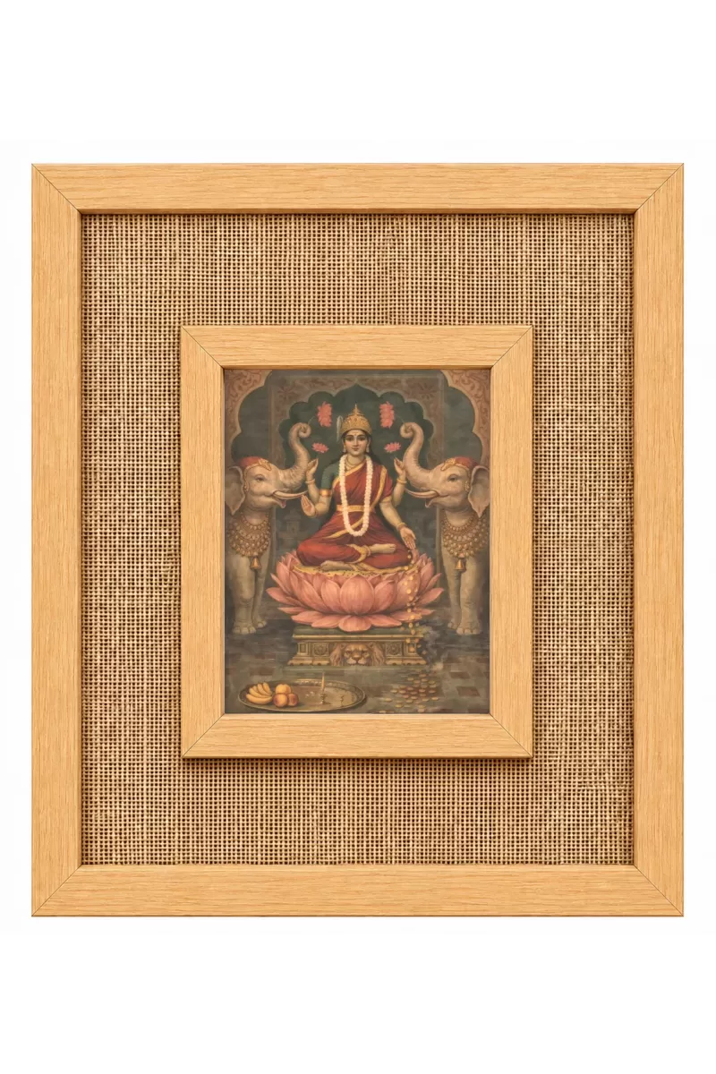 Goddess Lakshmi Laminated Jute Wall Photo Frame, 14 X 16 Inch (F174820)