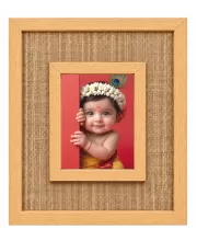 Baby Krishna Laminated Jute Wall Photo Frame, 14 X 16 Inch (F174821)