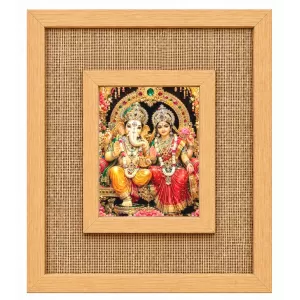God Ganesh And Lakshmi Laminated Jute Wall Photo Frame, 14 X 16 Inch (F174823) God Ganesh And Lakshmi Laminated Jute Wall Photo Frame, 14 X 16 Inch (F174823)
