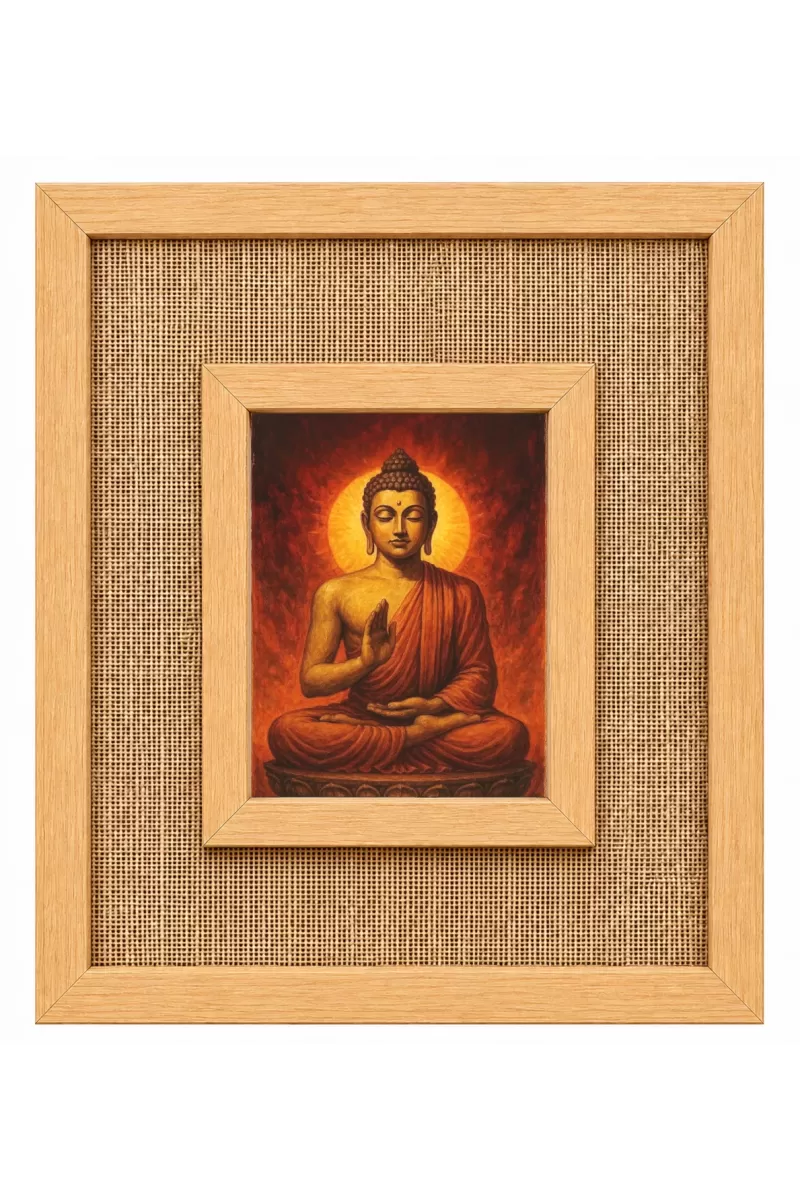 Buddha Laminated Jute Wall Photo Frame, 14 X 16 Inch (F174825)