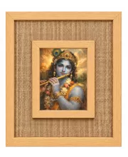 Lord Krishna Laminated Jute Wall Photo Frame, 14 X 16 Inch (F174826)