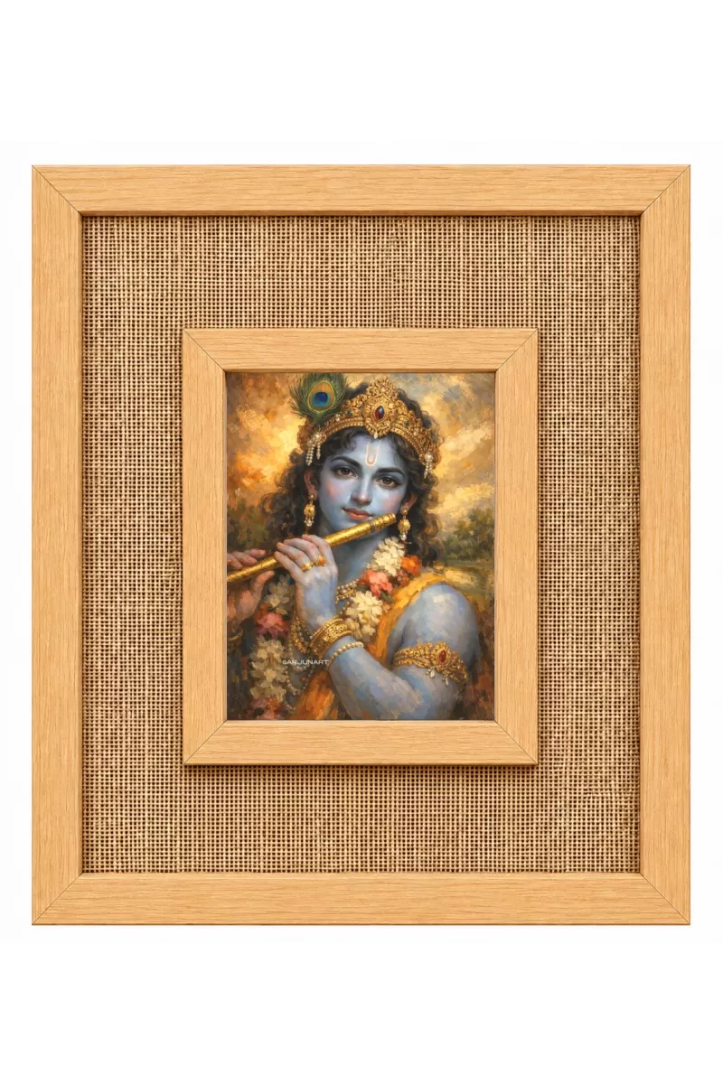 Lord Krishna Laminated Jute Wall Photo Frame, 14 X 16 Inch (F174826)