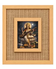 Goddess Saraswati Laminated Jute Wall Photo Frame, 14 X 16 Inch (F174827)