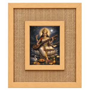Goddess Saraswati Laminated Jute Wall Photo Frame, 14 X 16 Inch (F174827) Goddess Saraswati Laminated Jute Wall Photo Frame, 14 X 16 Inch (F174827)