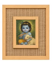 Lord Krishna Laminated Jute Wall Photo Frame, 14 X 16 Inch (F174828)
