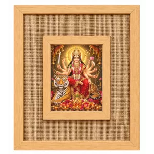 Durga Maa Laminated Jute Wall Photo Frame, 14 X 16 Inch (F174832) Durga Maa Laminated Jute Wall Photo Frame, 14 X 16 Inch (F174832)