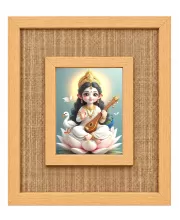 Goddess Saraswati Laminated Jute Wall Photo Frame, 14 X 16 Inch (F174837)