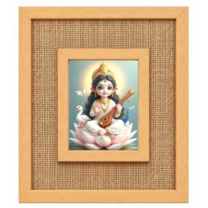 Goddess Saraswati Laminated Jute Wall Photo Frame, 14 X 16 Inch (F174837) Goddess Saraswati Laminated Jute Wall Photo Frame, 14 X 16 Inch (F174837)