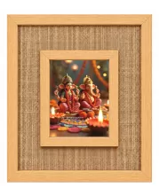 Lakshmi Ganesha Laminated Jute Wall Photo Frame, 14 X 16 Inch (F174843)