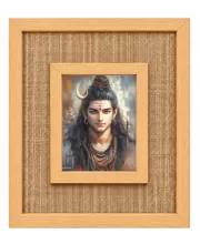 Lord Shiva Laminated Jute Wall Photo Frame, 14 X 16 Inch (F174845)