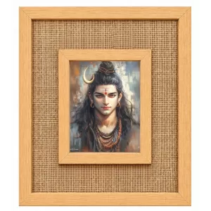 Lord Shiva Laminated Jute Wall Photo Frame, 14 X 16 Inch (F174845)