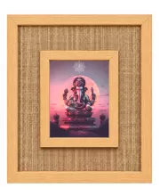 Lord Ganesha Laminated Jute Wall Photo Frame, 14 X 16 Inch (F174848)