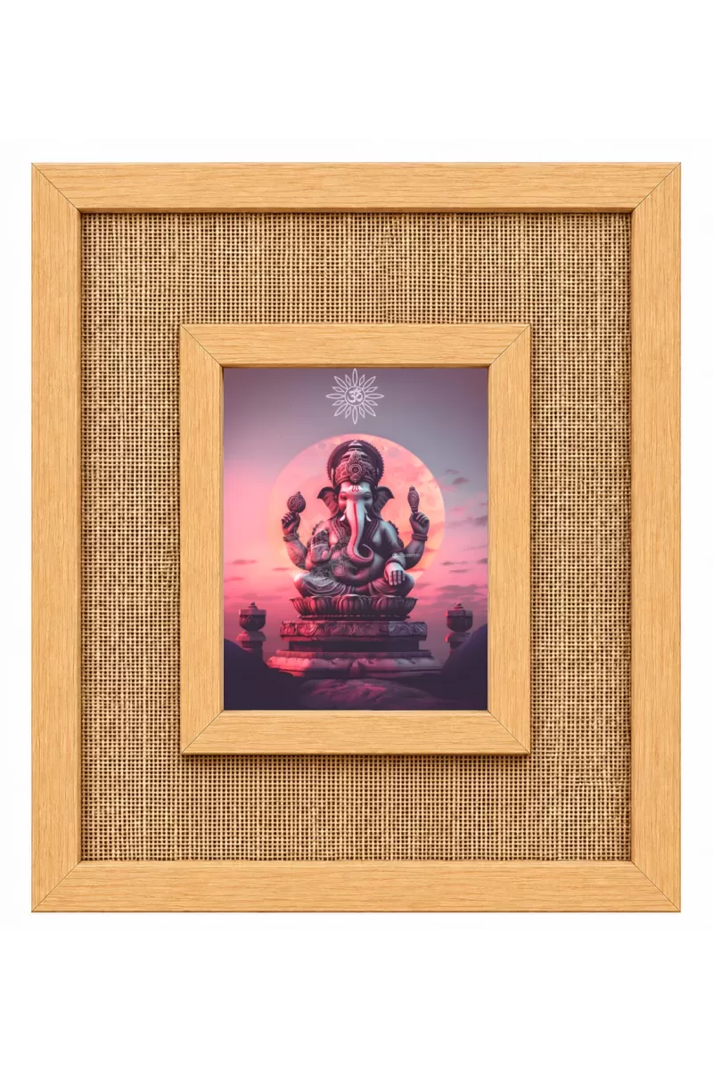 Lord Ganesha Laminated Jute Wall Photo Frame, 14 X 16 Inch (F174848)
