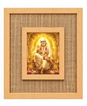 Shirdi Sai Baba Laminated Jute Wall Photo Frame, 14 X 16 Inch (F174849)