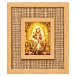 Shirdi Sai Baba Laminated Jute Wall Photo Frame, 14 X 16 Inch (F174849)