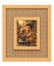 Lord Ganesha Laminated Jute Wall Photo Frame, 14 X 16 Inch (F174851)