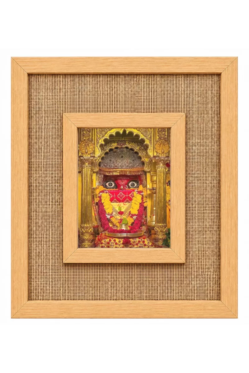 Mahakali Mandir Laminated Jute Wall Photo Frame, 14 X 16 Inch (F174853)