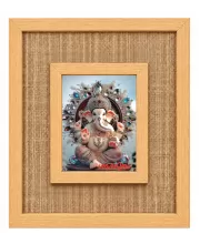 Lord Ganesha Laminated Jute Wall Photo Frame, 14 X 16 Inch (F174857)