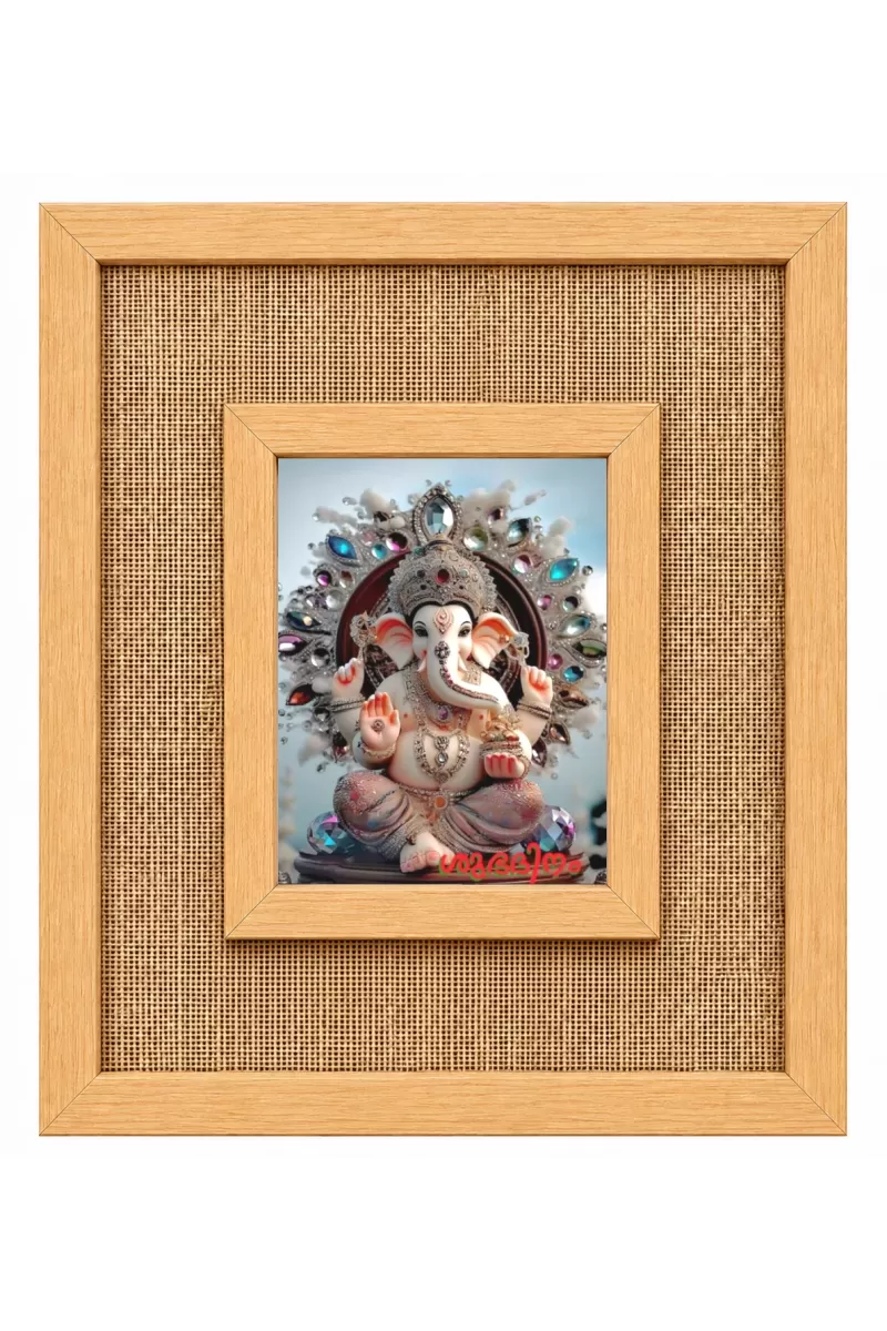 Lord Ganesha Laminated Jute Wall Photo Frame, 14 X 16 Inch (F174857)