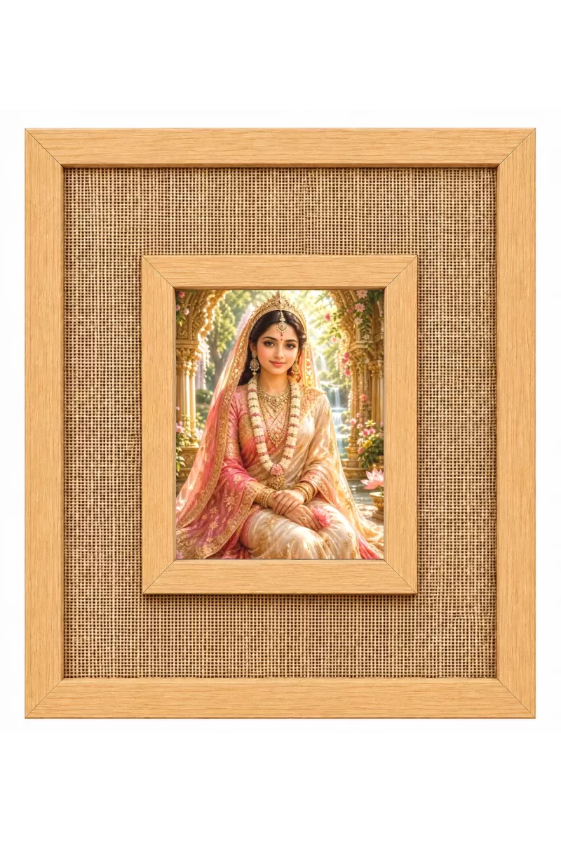 Indian Bride Laminated Jute Wall Photo Frame, 14 X 16 Inch (F174860)
