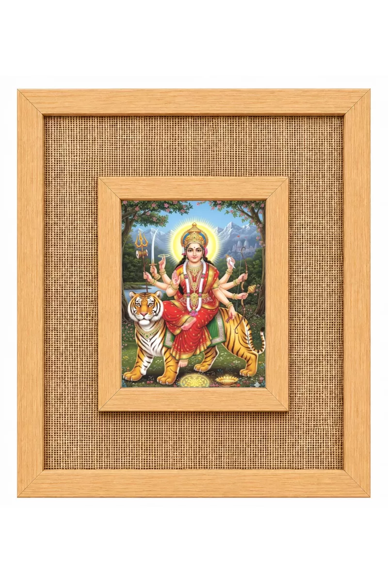 Durga Maa Laminated Jute Wall Photo Frame, 14 X 16 Inch (F174861)