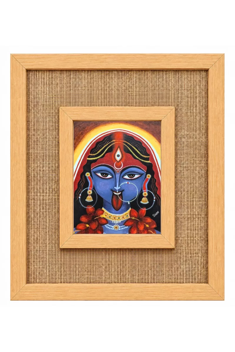 Goddess Kali Laminated Jute Wall Photo Frame, 14 X 16 Inch (F174862)