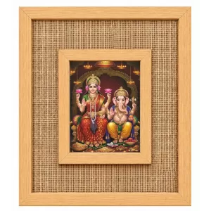 Lakshmi Ganesha Laminated Jute Wall Photo Frame, 14 X 16 Inch (F174864)