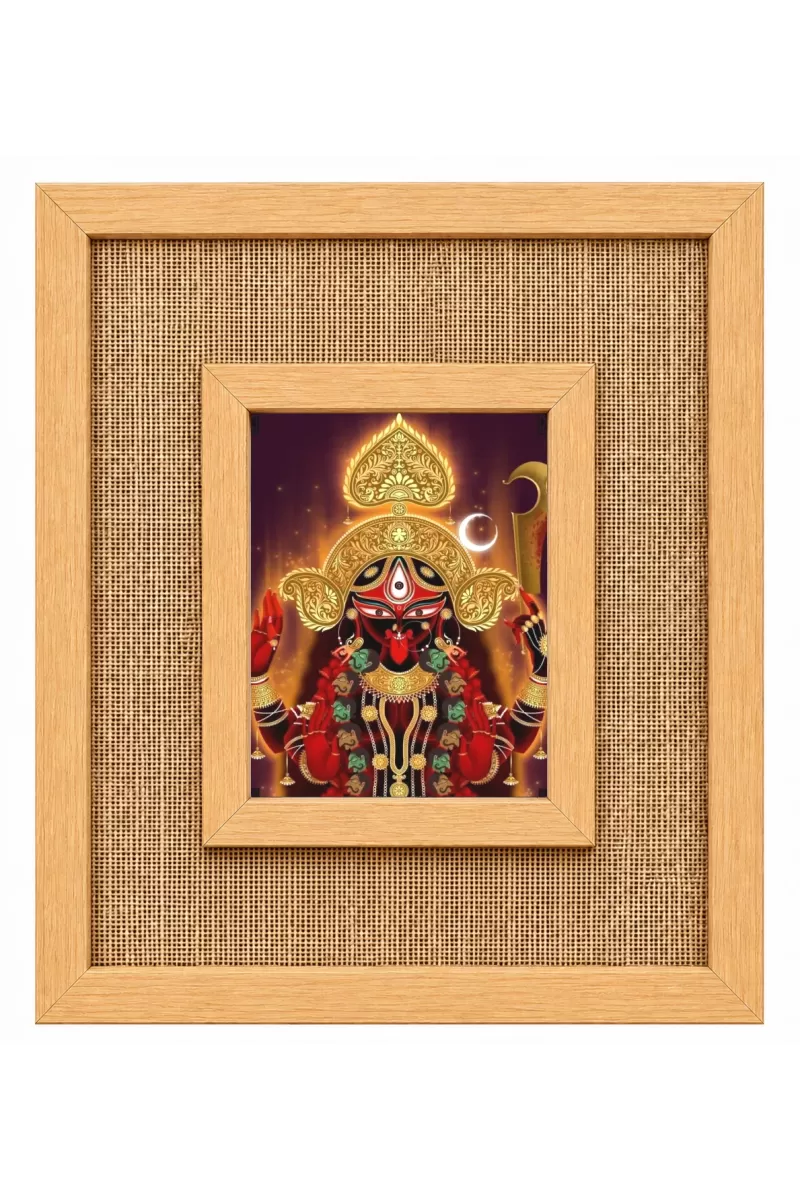 Goddess Kali Laminated Jute Wall Photo Frame, 14 X 16 Inch (F174868)