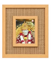 Sai Baba Laminated Jute Wall Photo Frame, 14 X 16 Inch (F174871)