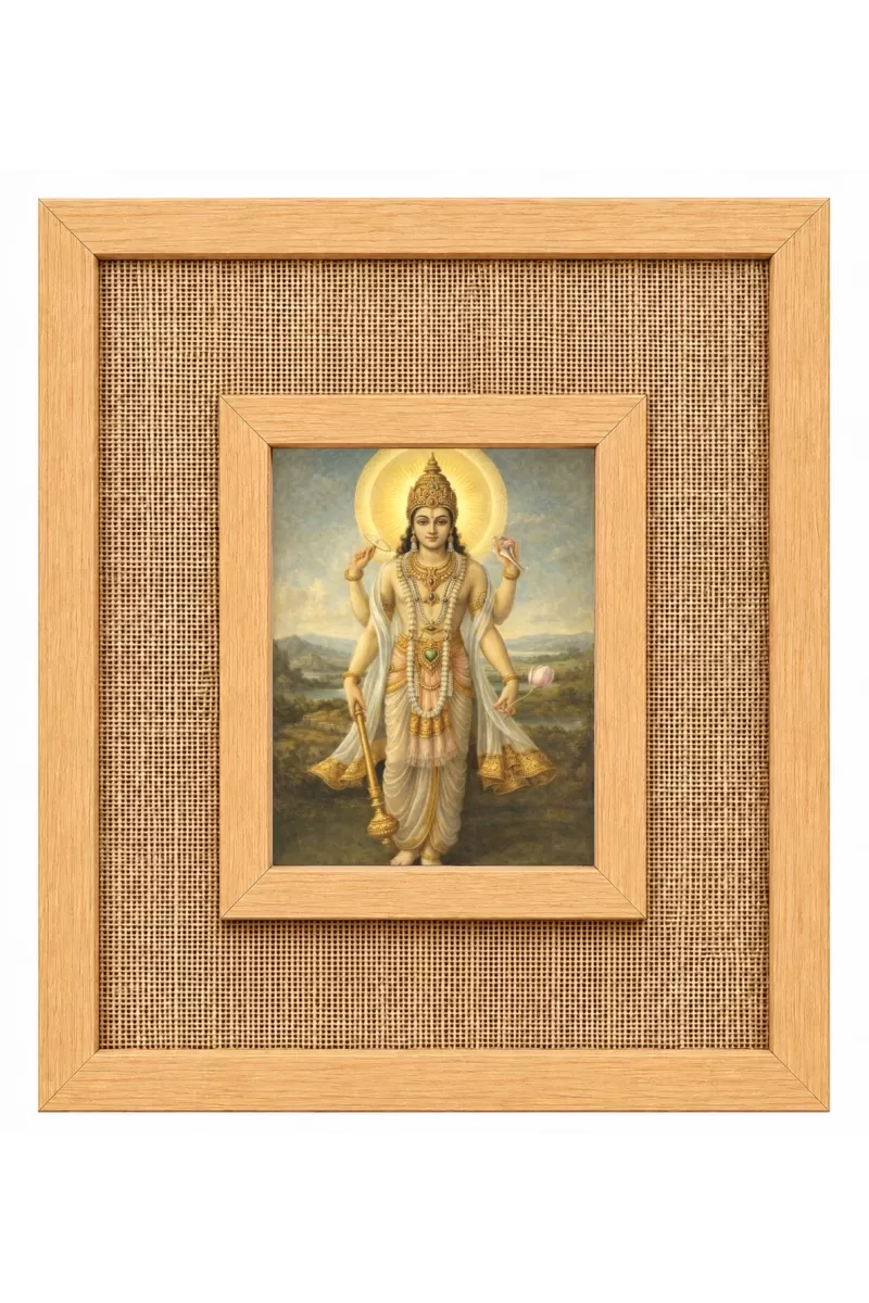 Lord Vishnu Laminated Jute Wall Photo Frame, 14 X 16 Inch (F174872)