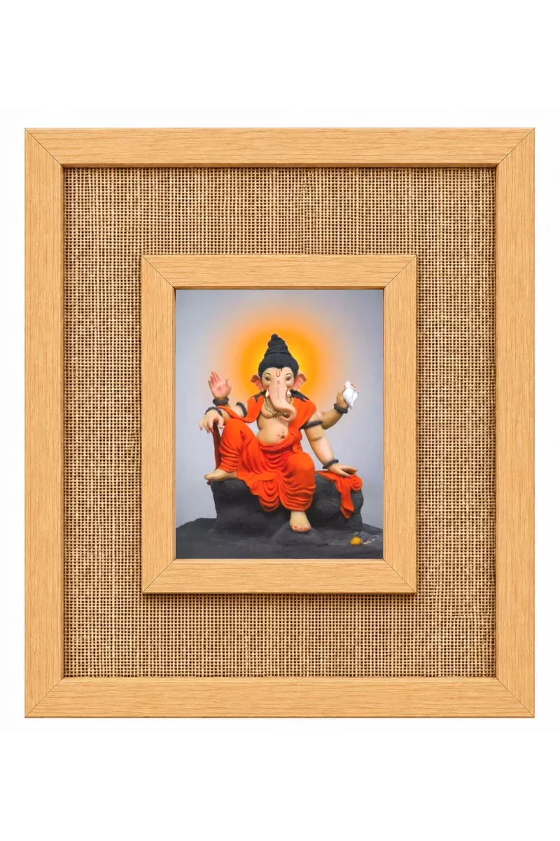 Lord Ganesha Laminated Jute Wall Photo Frame, 14 X 16 Inch (F174873)