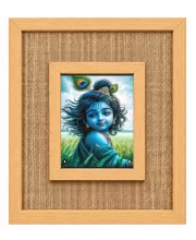 Lord Krishna Laminated Jute Wall Photo Frame, 14 X 16 Inch (F174875)
