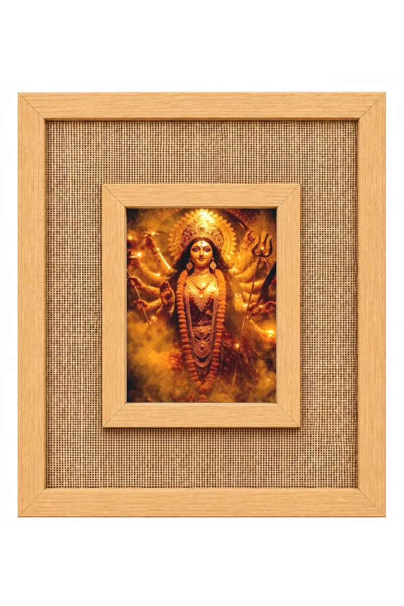 Durga Maa Laminated Jute Wall Photo Frame, 14 X 16 Inch (F174876)