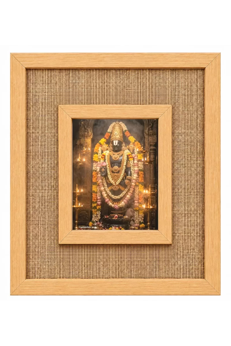 Lord Venkateswara Laminated Jute Wall Photo Frame, 14 X 16 Inch (F174879)