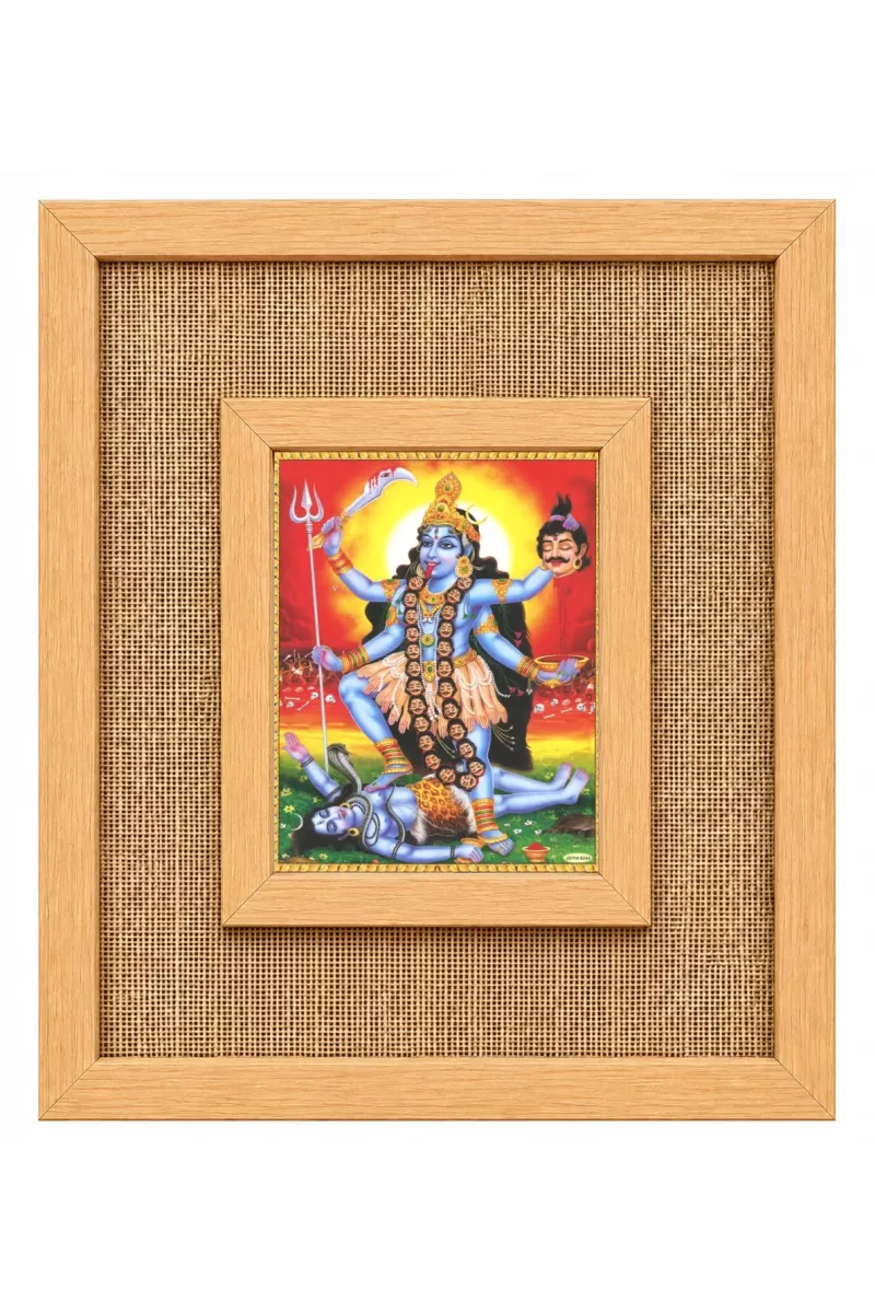 Goddess Kali Laminated Jute Wall Photo Frame, 14 X 16 Inch (F174881)