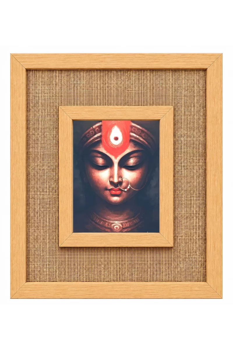 Durga Maa Laminated Jute Wall Photo Frame, 14 X 16 Inch (F174882)