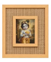 Lord Krishna Laminated Jute Wall Photo Frame, 14 X 16 Inch (F174883)