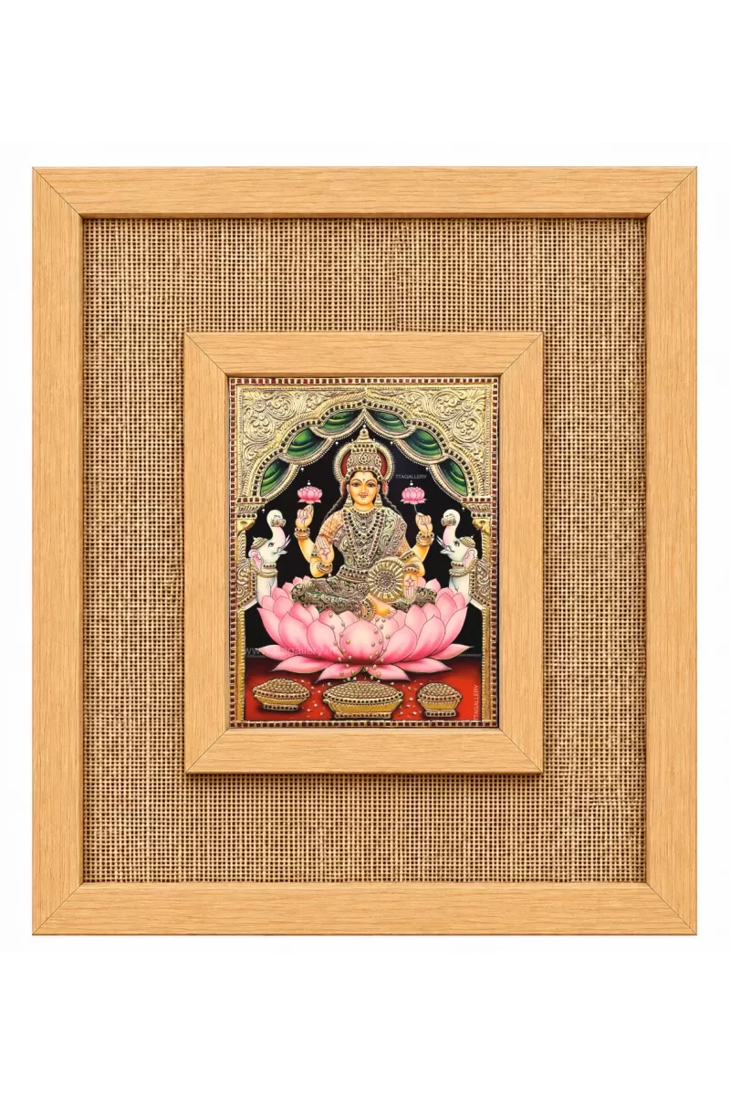 Goddess Lakshmi Laminated Jute Wall Photo Frame, 14 X 16 Inch (F174886)
