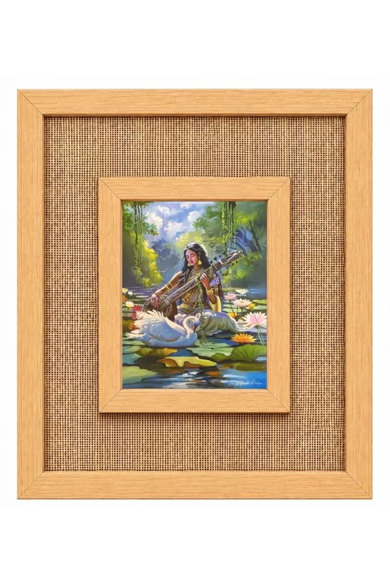 Maa Saraswati Laminated Jute Wall Photo Frame, 14 X 16 Inch (F174892)