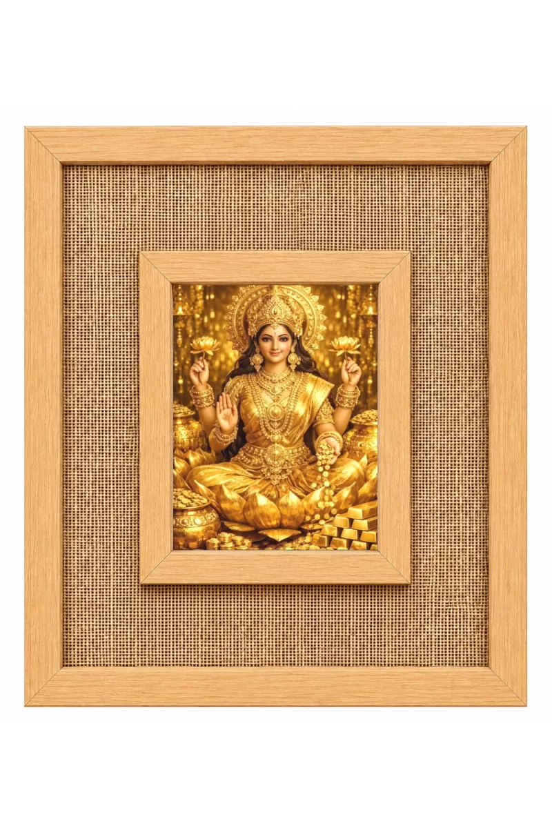 Goddess Lakshmi Laminated Jute Wall Photo Frame, 14 X 16 Inch (F174896)