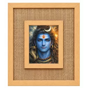 Lord Shiva Laminated Jute Wall Photo Frame, 14 X 16 Inch (F174898)