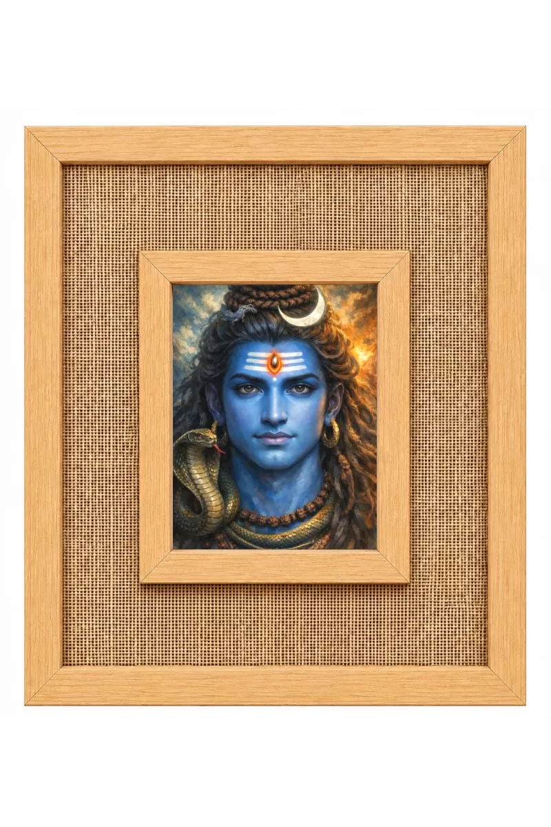 Lord Shiva Laminated Jute Wall Photo Frame, 14 X 16 Inch (F174898)