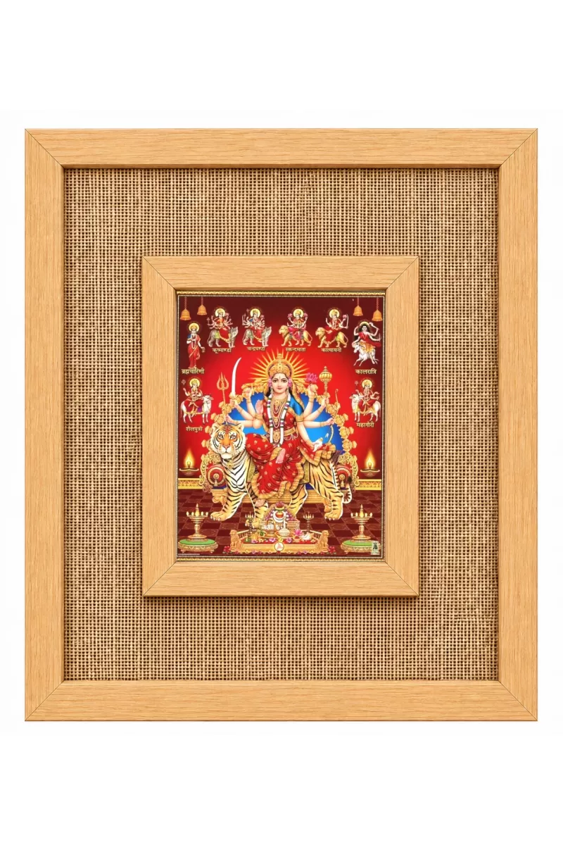 Durga Maa Laminated Jute Wall Photo Frame, 14 X 16 Inch (F174899)
