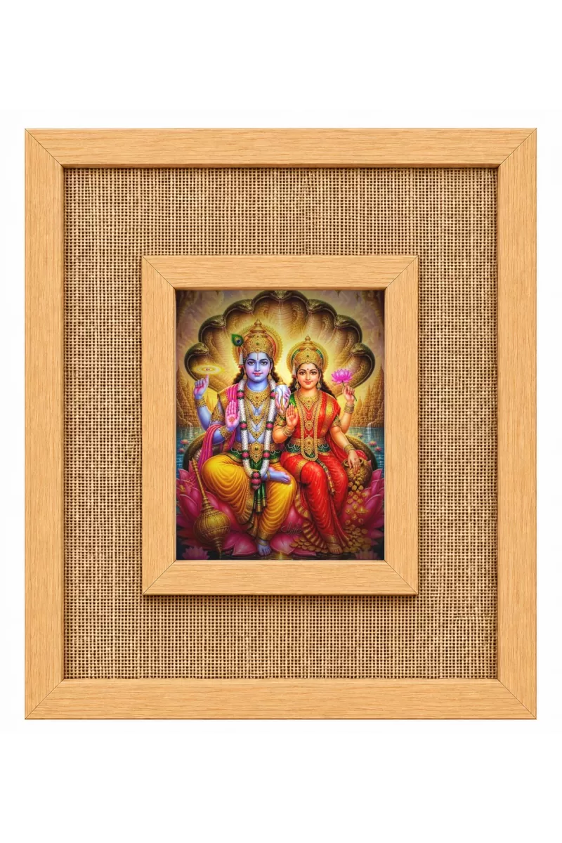 Goddess Lakshmi Narayan Laminated Jute Wall Photo Frame, 14 X 16 Inch (F174905)