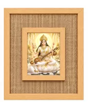 Goddess Saraswati Laminated Jute Wall Photo Frame, 14 X 16 Inch (F174911)