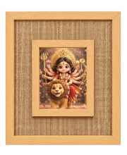 Durga Maa Laminated Jute Wall Photo Frame, 14 X 16 Inch (F174915)